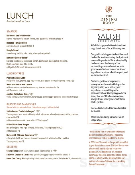 salish lodge brunch menu prices